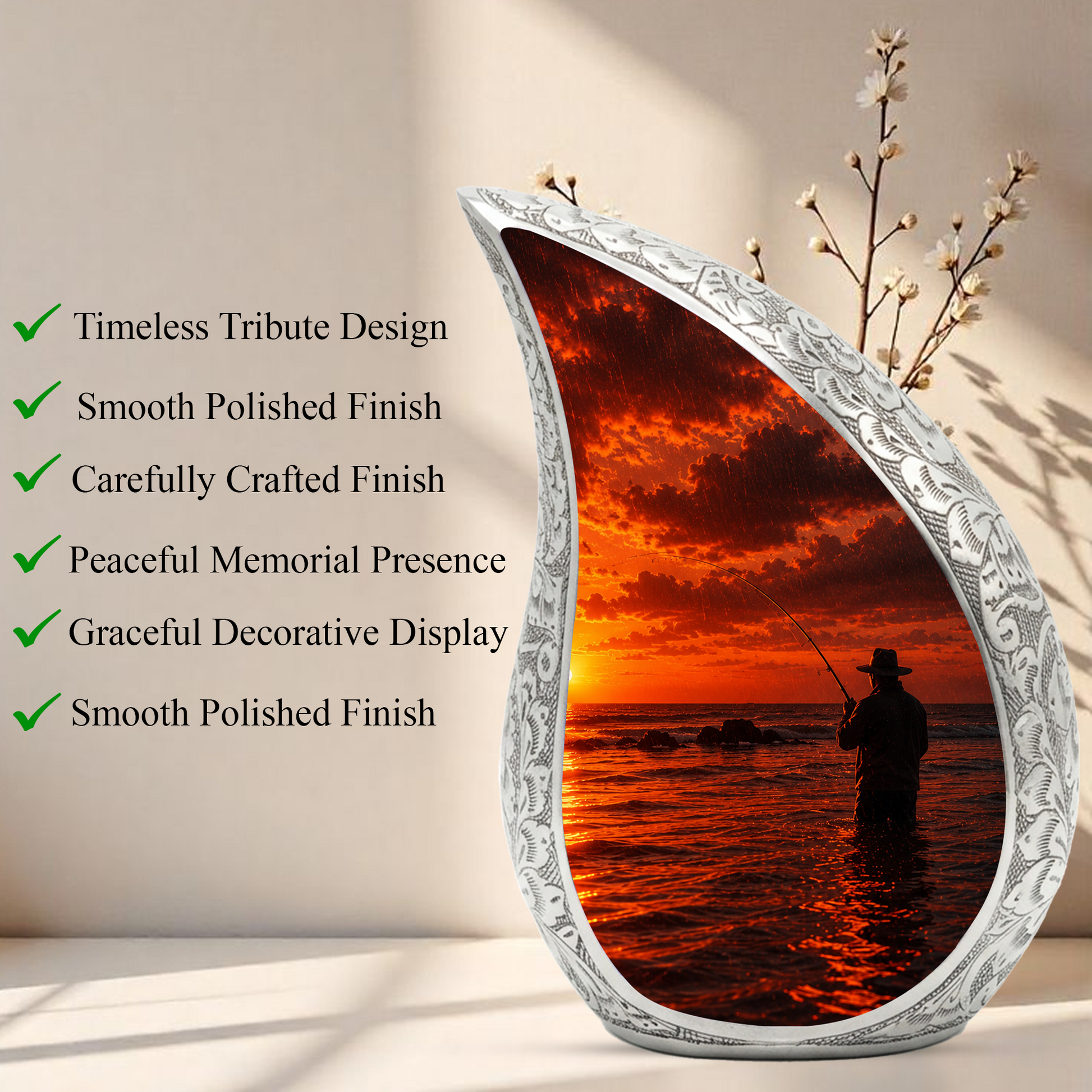 Gone Fishing Funeral Urn for Dad, Fishing Cremation Urn for Men,Memorial Urn for Ashes