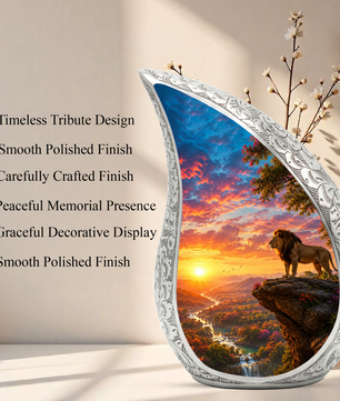 Lion Sunset Urn for Human Ashes | Adult Cremation Urn for Dad