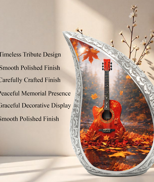 Personalized Guitar Cremation Urn – Custom Music Memorial Urn for Ashes, Teardrop Aluminum Urn, 10 Inch