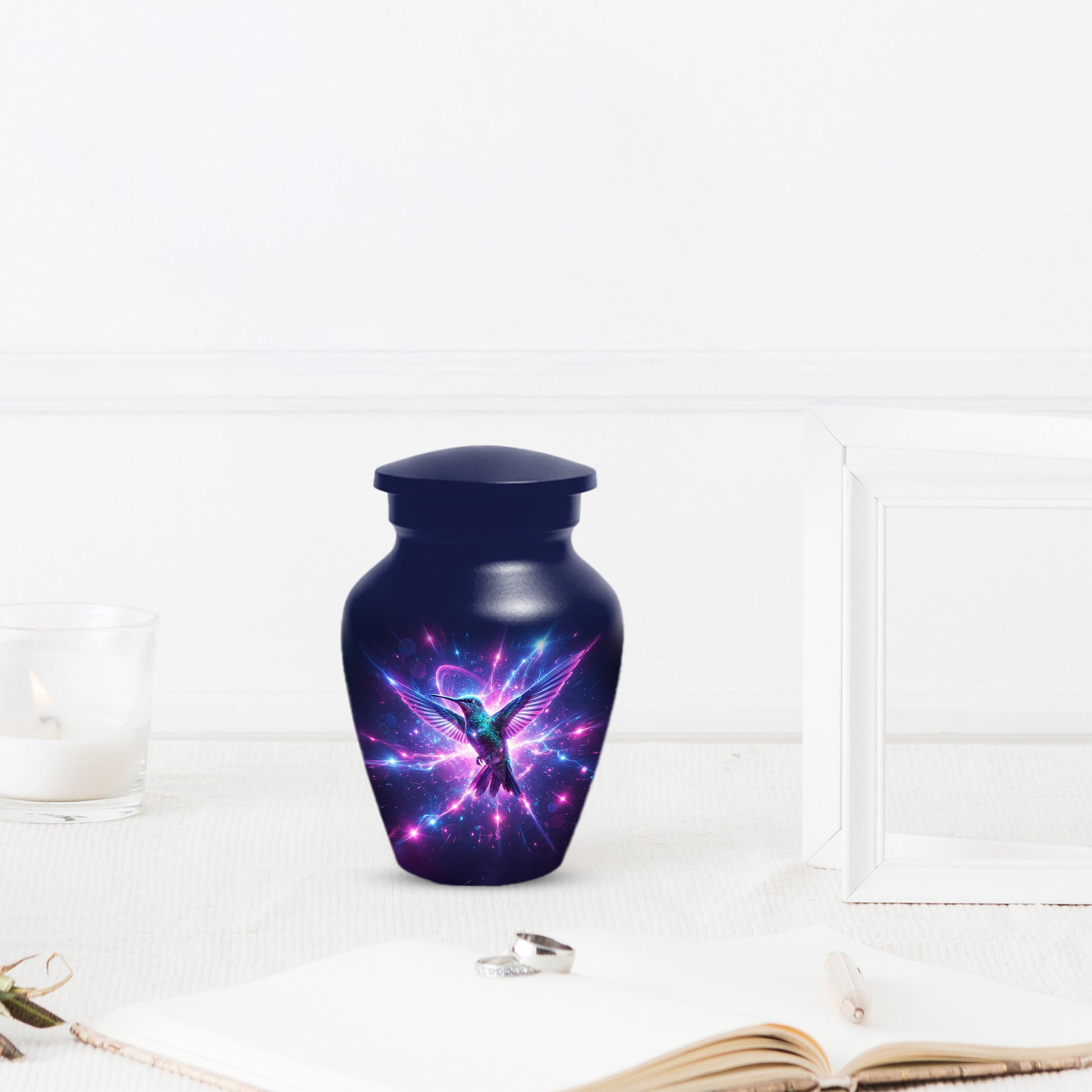 Humming Bird with Blue Urn for Human Ashes | Blue Hummingbird Adult Cremation Urn