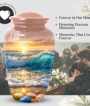 Ocean Sunset Urn for Mom | Beach Cremation  Large Urn for Women | Adult Female Memorial Urn