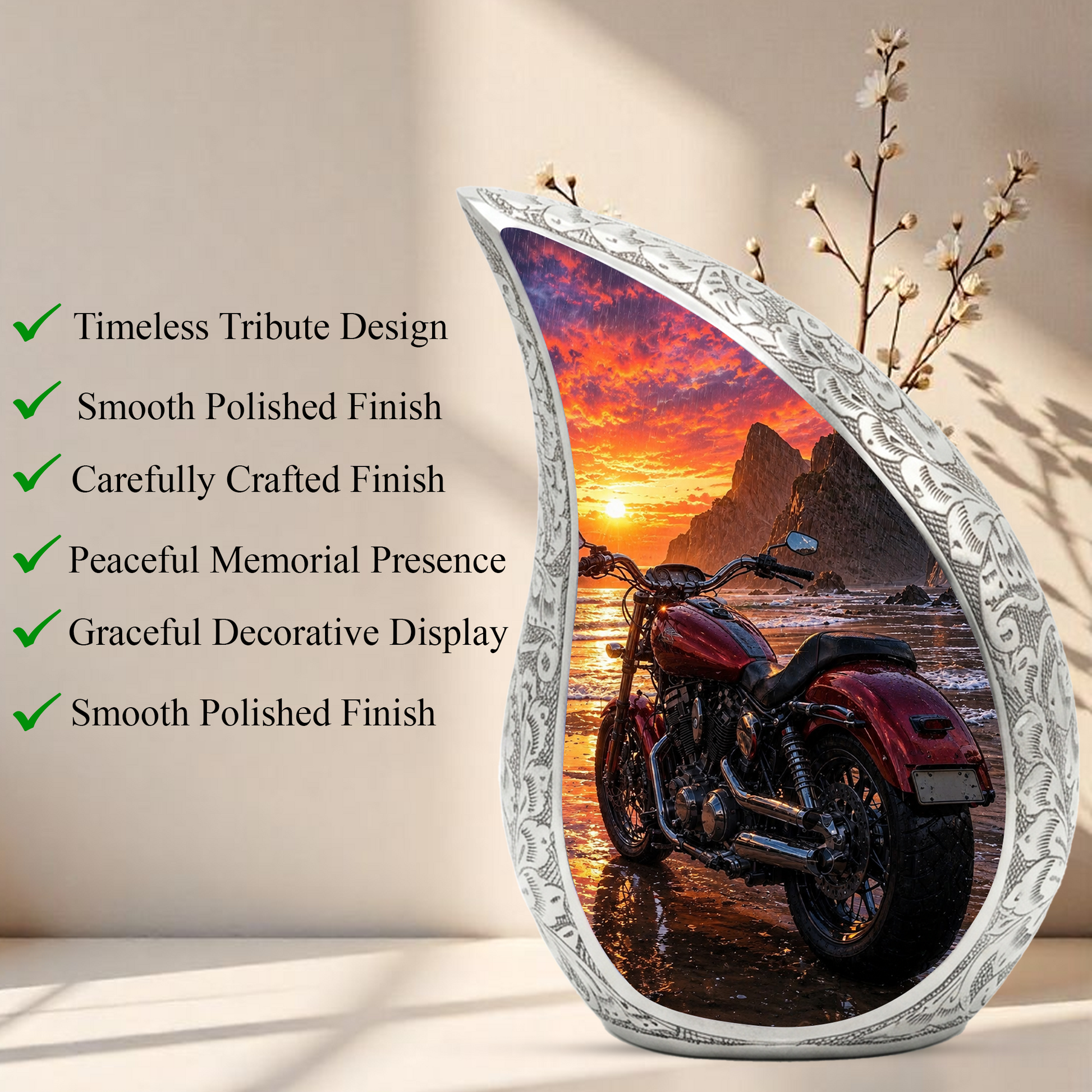 Motorcycle Urn for Dad, Biker Cremation Urn for Ashes,Keepsake Urn for Dad