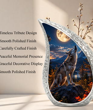 Growling Wolf Urn for Human Ashes | Wolf Adult Cremation Urn | Wolf Adult Urn for Ashes