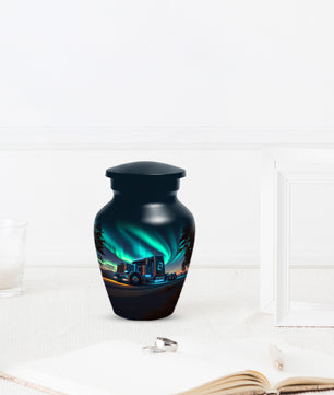 Semi Truck Cremation Urn for Ashes - Personalized Trucker Memorial for Dad | Big Rig Funeral Urns for Adult Male