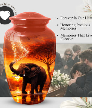 Elephant Urn for Dad- Cremation Large Urn for Ashes Adult Male | Keepsake Urn For Dad