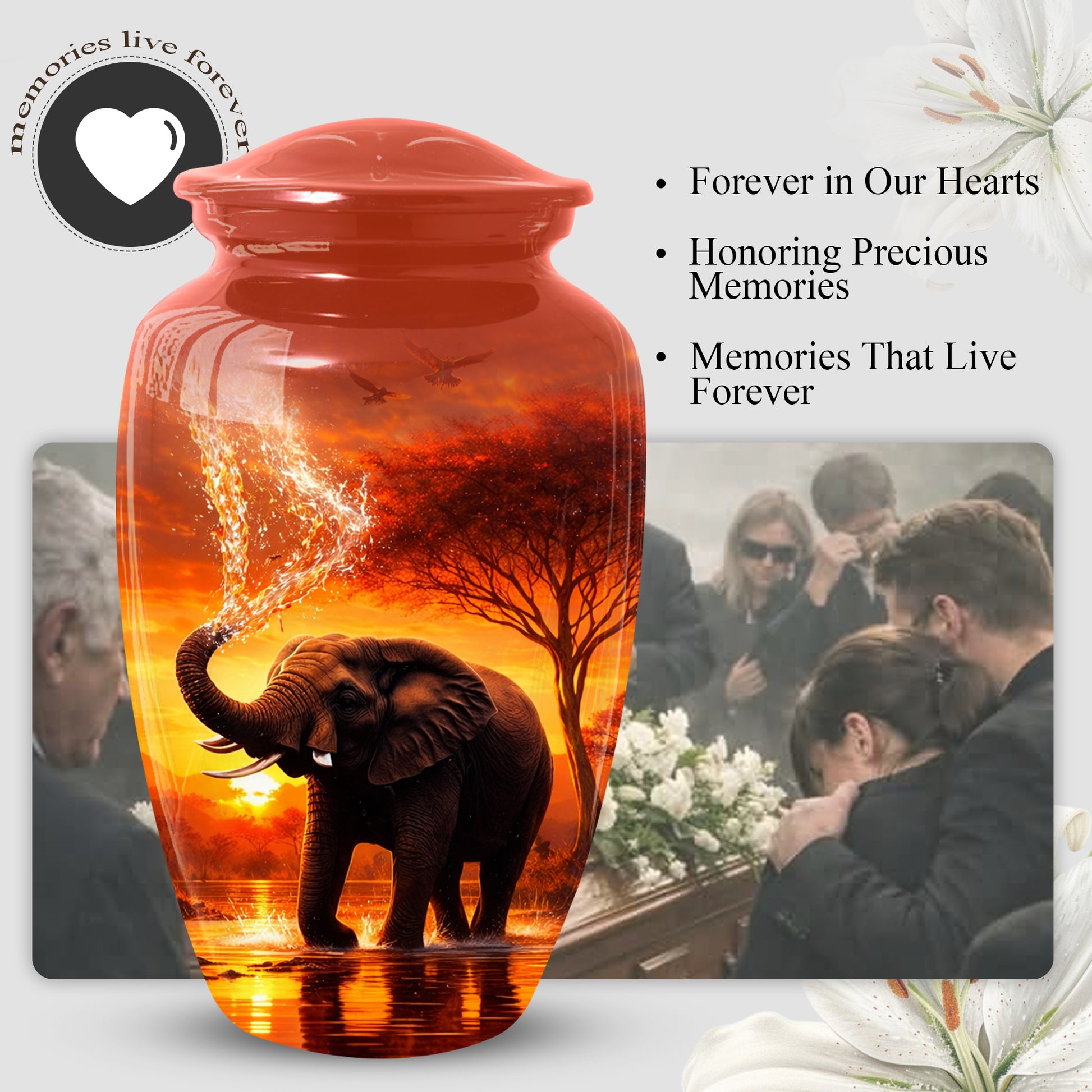 Elephant Urn for Dad- Cremation Large Urn for Ashes Adult Male | Keepsake Urn For Dad