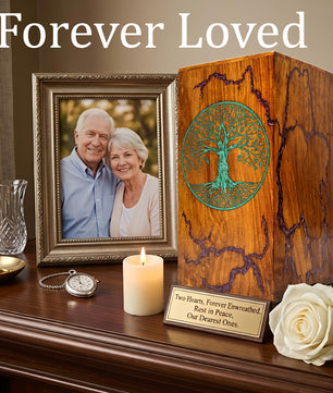Tree of Life Wood Urn For Ashes - Personalized Wooden Keepsake Resin Urns Box