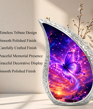 Purple Butterfly Sunset Urn for Human Ashes | Beautiful Butterfly Cremation Urn