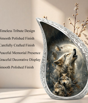 Wolf Urn for Human Ashes | Powerful Wolf Adult Cremation Urn | Wildlife Memorial Urn