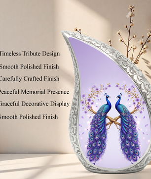 Peacock Memorial Urn for Mom | Elegant Adult Cremation Urn for Ashes