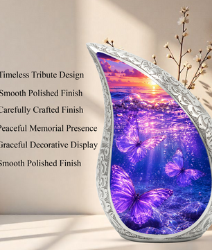 Purple Butterfly Memorial Urn for Mom, Butterfly Cremation Urn for Ashes