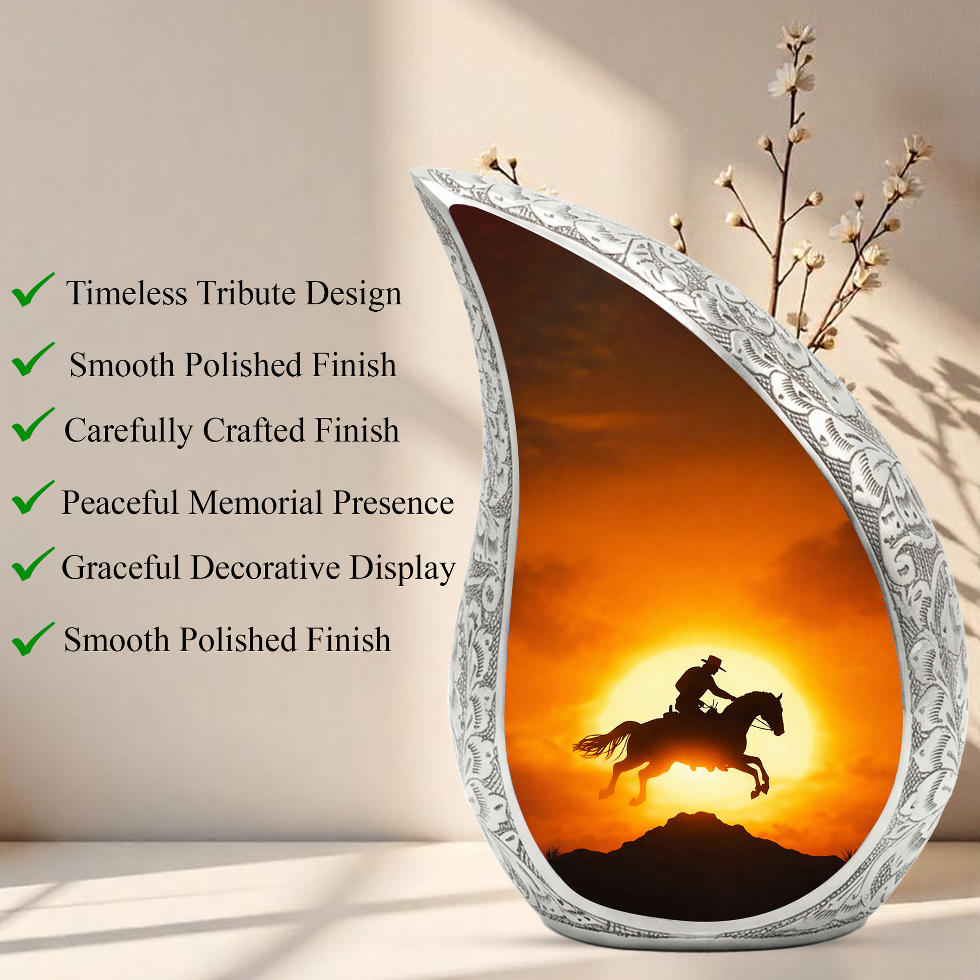 Cowboy Sunset Cremation Urn for Dad