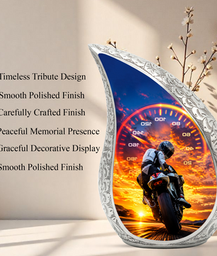 Motorcycle  Sunset Cremation Urn for Dad – Adult Urn for Ashes, Memorial Urn for Father