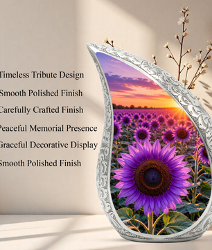 Purple Sunflower Urn for Mom | Beautiful Floral Cremation Urn for Women & Human Ashes