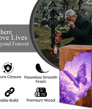 Butterfly Cremation Urn for Mom | Wooden Butterfly Urn for Human Ashes