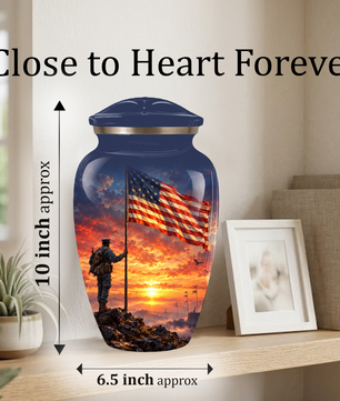 American Flag Cremation Urn for Dad – Patriotic Memorial Urn for Father, Veteran & Adult Male Ashes