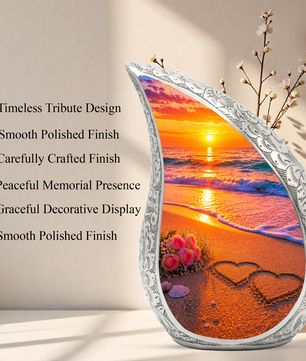 Beach Sunset Urn for Mom – Personalized Adult Cremation Urn for Human Ashes | Memorial Keepsake Funeral Urn for Women
