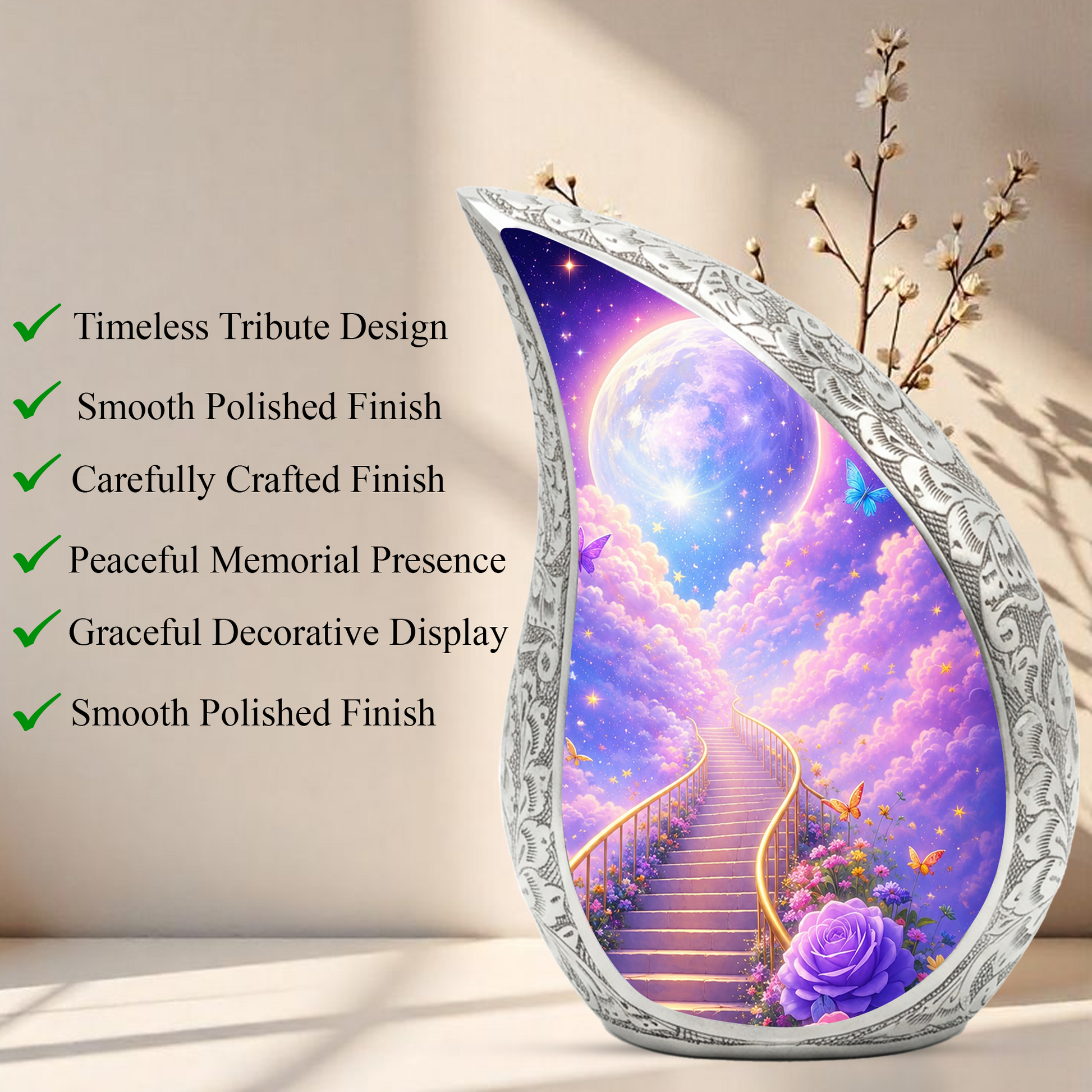 Heavenly Moon & Stairway Cremation Urn for Adult Ashe