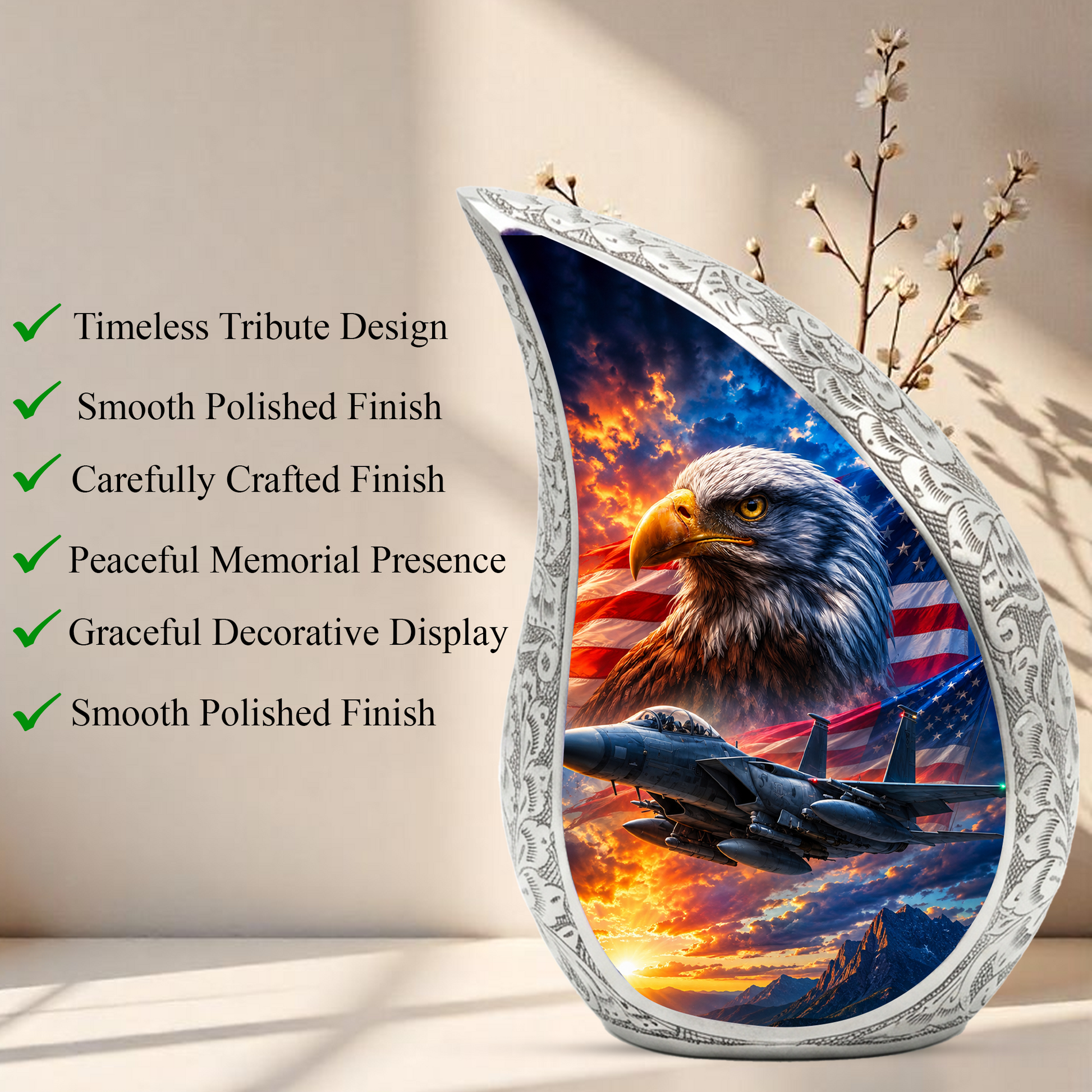 Eagle Urn for Human Ashes | Patriotic Adult Cremation Urn | Eagle Memorial Urn for Adult Ashes, Men & Women