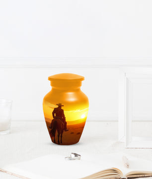 Cowboy Sunset Urn for Adult Ashes | Western Cowboy Cremation Urn for Dad