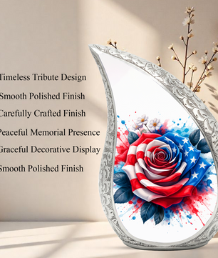 American Flag Rose Adult Cremation Urn,Personalized Memorial Urn for Mom or Dad