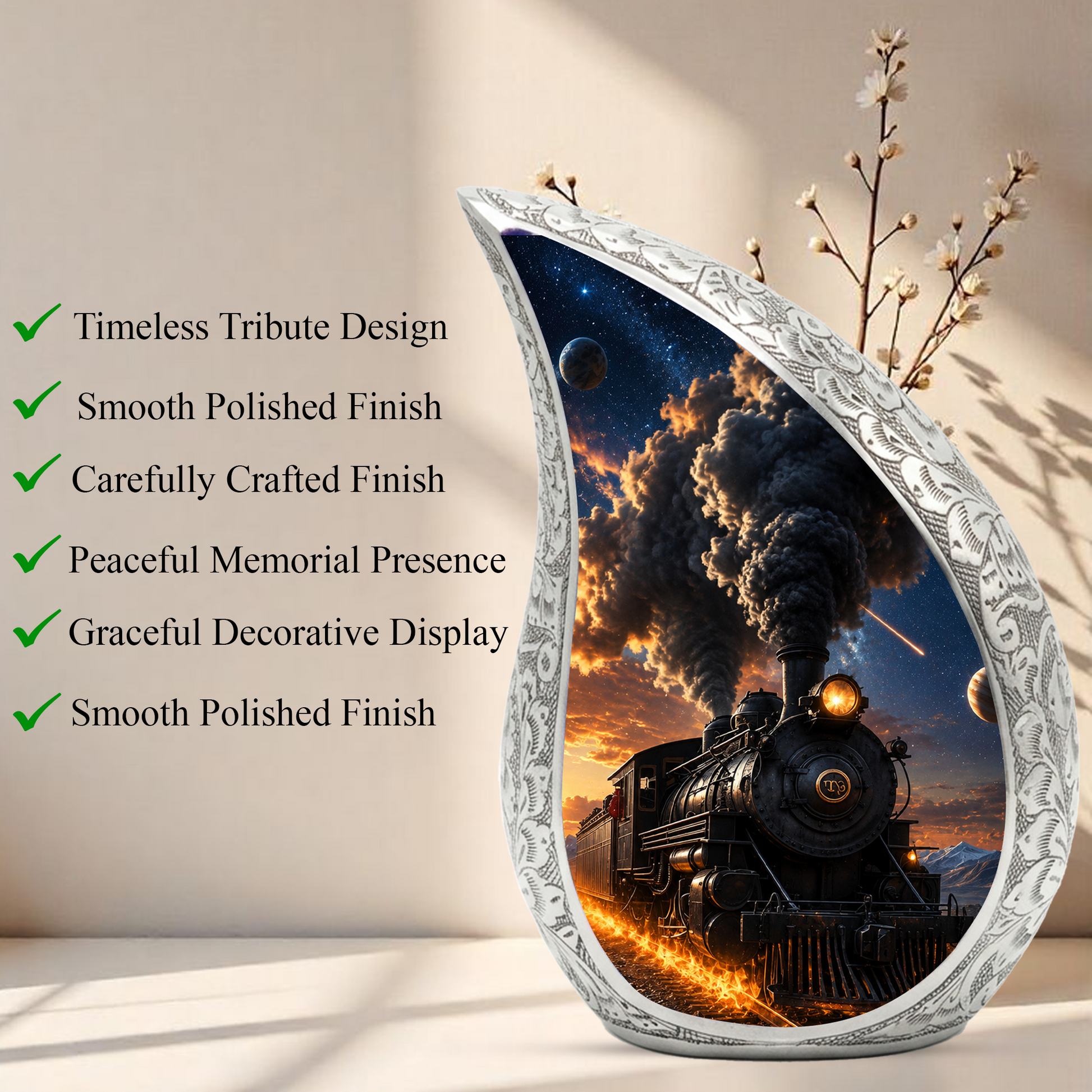 Train Urn for Human Ashes | Unique Adult Cremation Urn | Train Memorial Urn for Adult Ashes, Men & Women