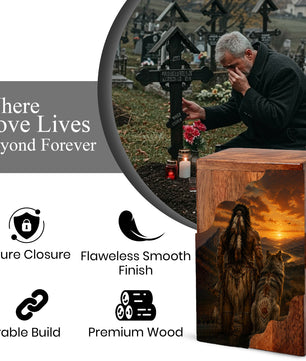 Native American Cremation Urns for Human Ashes | Wooden Urn for Mom & Women