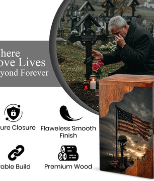 Military Wooden Cremation Urn for Human Ashes