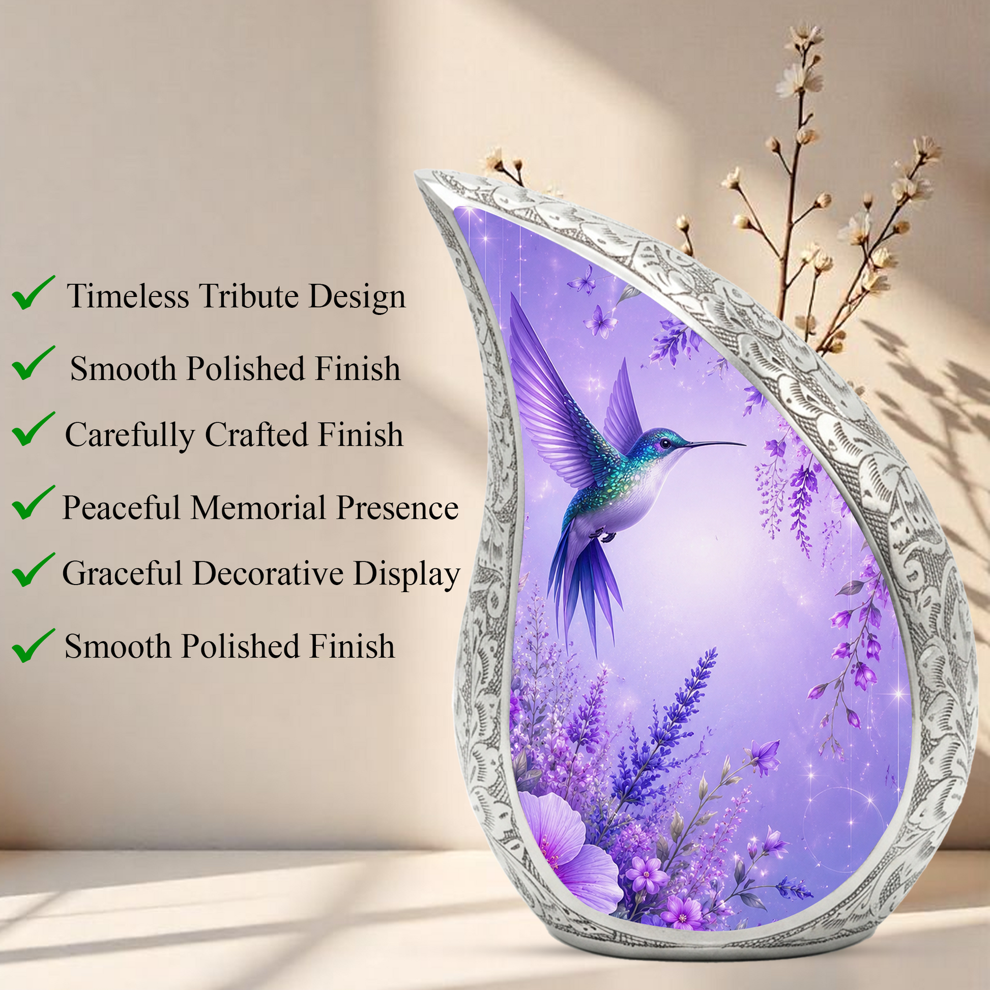 Hummingbird Urn for Human Ashes | Beautiful Hummingbird Adult Cremation Urn