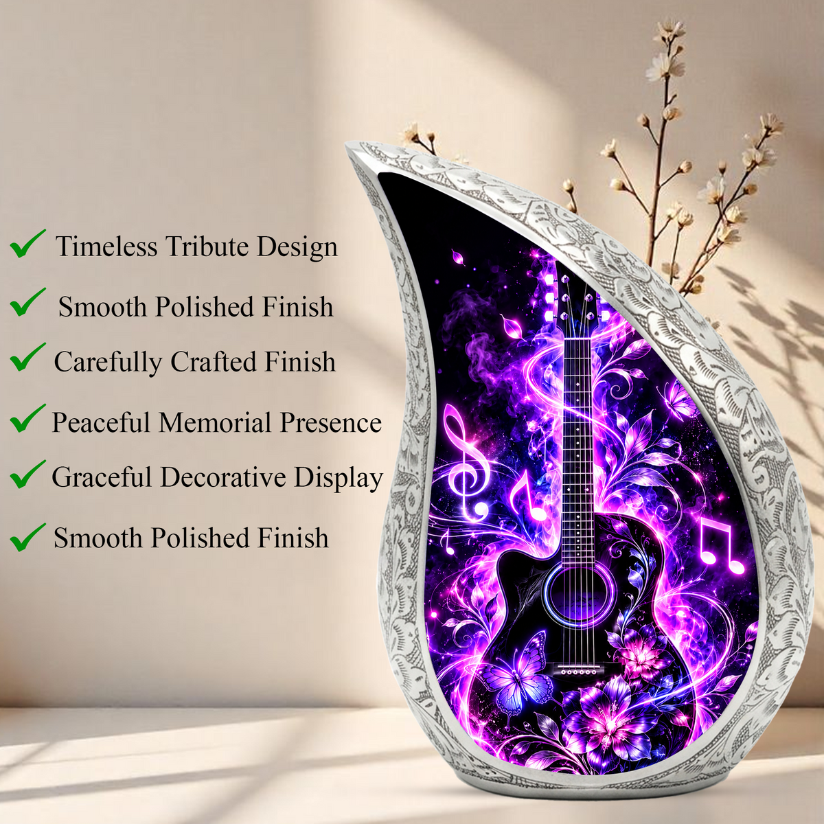 Guitar Adult Urn for Ashes, Music Lover Keepsake  Cremation Urn for Human Ashes