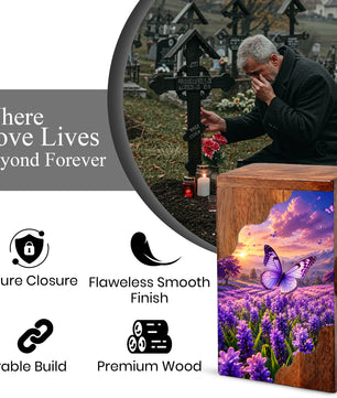 Butterfly Wooden Cremation Urn for Mom | Personalized Urn for Human Ashes
