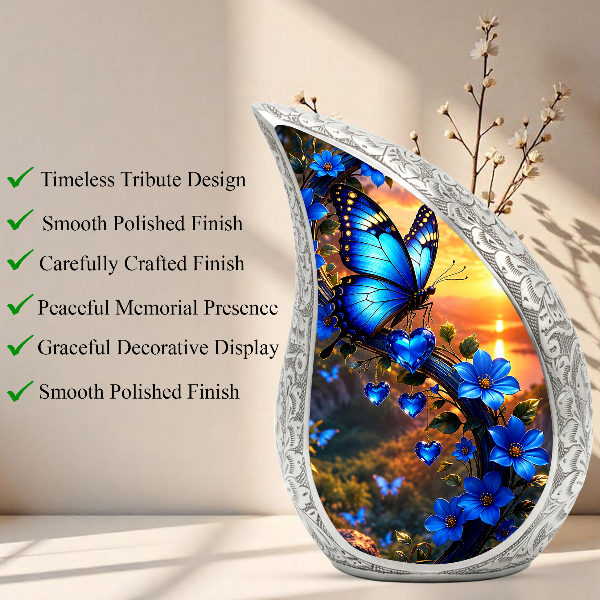 Blue Butterfly Urn for Ashes | Butterfly Urns for Human Ashes, Butterfly Urn for Cremains,