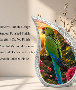 Personalized Parrot Urn for Mom – Forest Urn for Ashes | Cremation Urn for Men & Women
