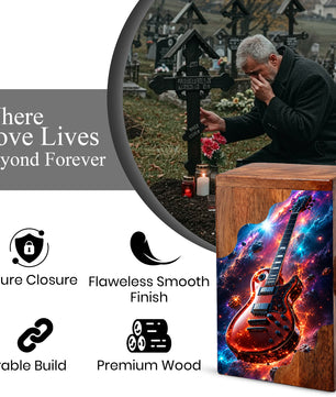 Guitar Wooden Cremation Urn – Wooden Urn for Human Ashes