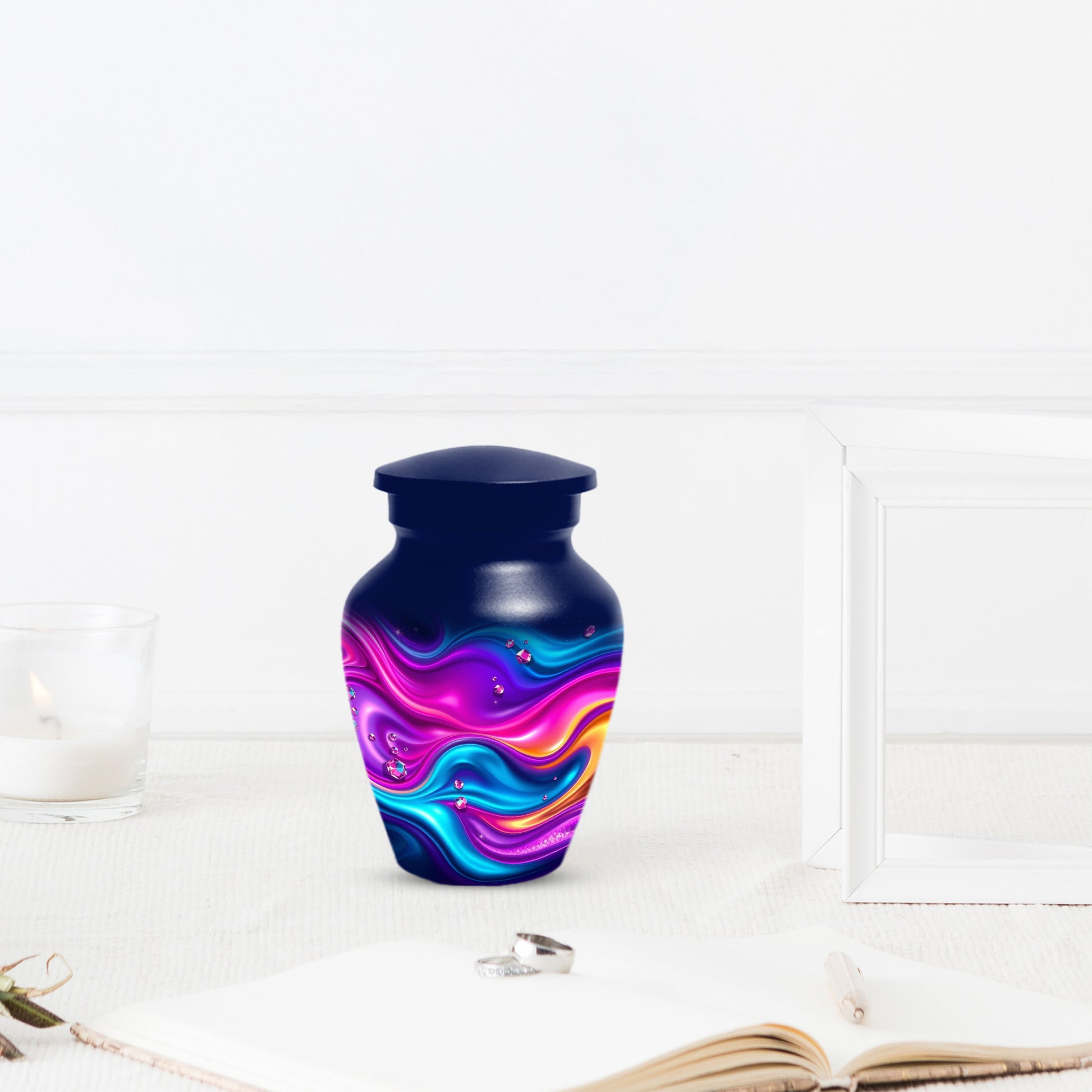Abstract Wave Urn for Dad – Custom Keepsake Cremation Urn for Ashes