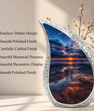 Ocean Sunset Urn for Human Ashes | Beach Cremation Urn, Ocean Wave Memorial Urn