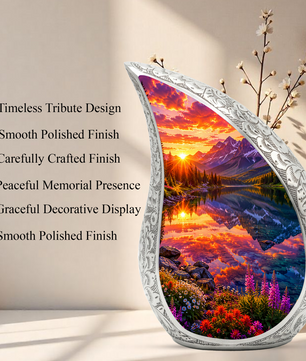 Mountain Lake Cremation Urn for Mom & Dad | Beautiful Landscape Adult Urn