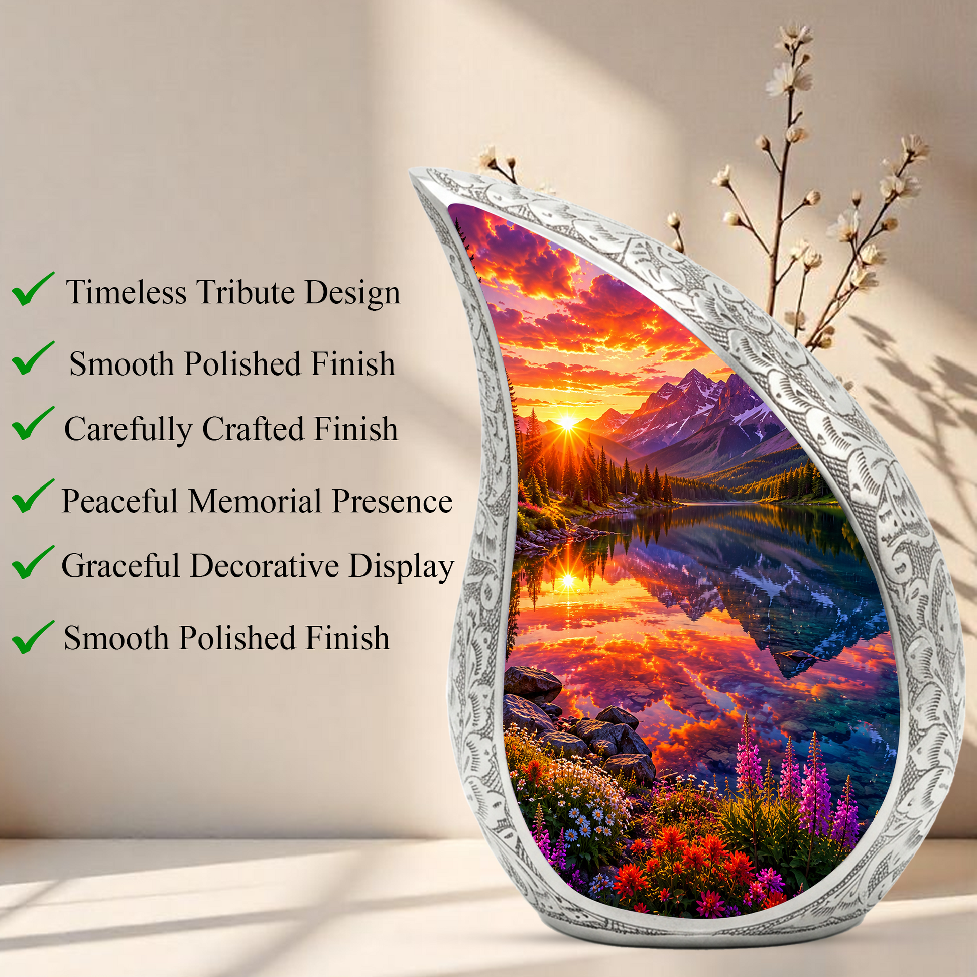Mountain Lake Cremation Urn for Mom & Dad | Beautiful Landscape Adult Urn