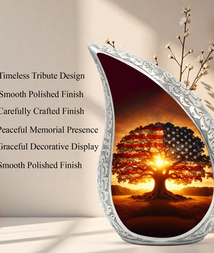 Patriotic American Tree Adult Urn for Human Ashes