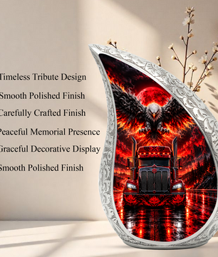 Semi Truck Cremation Urn for Ashes, Truck Driver Memorial Urn, Personalized Trucker Urn, Eagle Cremation Urn