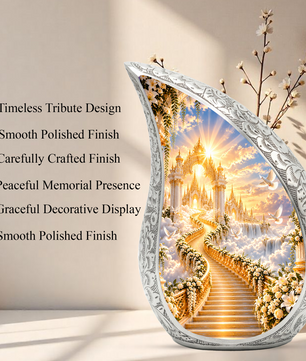 Heavenly Stairway Cremation Urn for Adult Ashes, Golden Heaven Memorial Urn