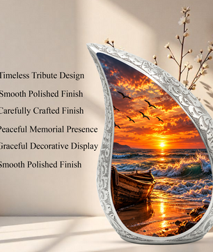 Ocean Sunset Cremation Urn for Adult Ashes, Beach Memorial keepsake Urn