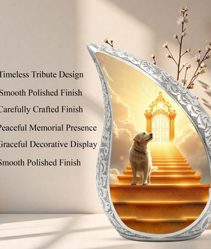 Personalized Dog Cremation Urn – Teardrop Style Aluminum Pet Memorial Urn, 10 Inch