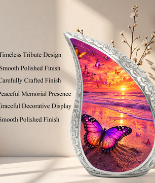 Butterfly Beach Urn for Human Ashes | Ocean Theme Adult Cremation Urn