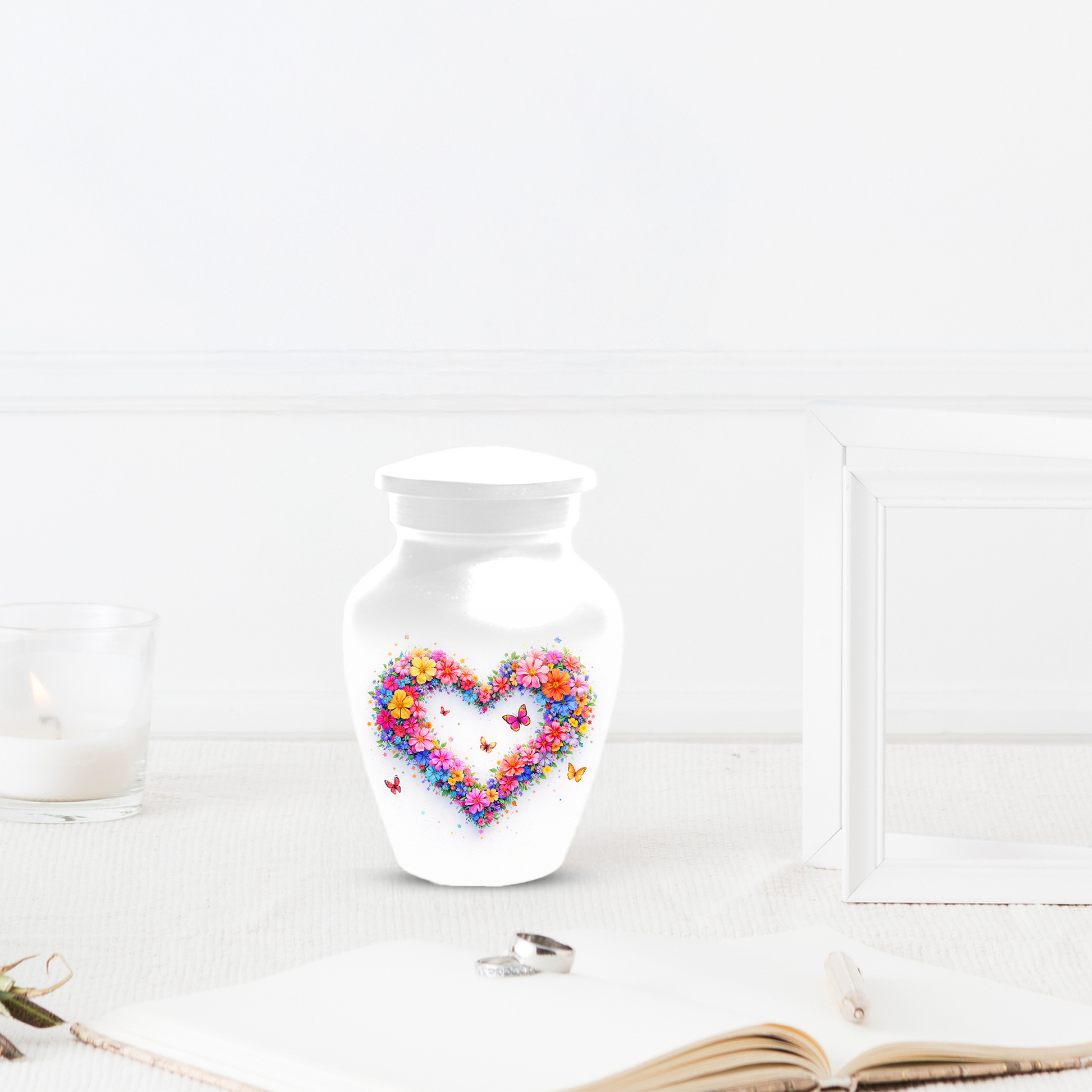 Butterfly Heart Urn for Ashes, Custom Floral Cremation Urn for Mom