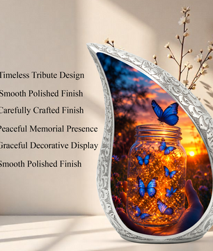 Golden Butterfly Urn for Human Ashes | Butterfly Cremation Memorial Urn