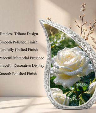 White Rose Urn for Mom, Beautiful Urns for Women