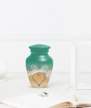 Beach Urn for Ashes, Custom Ocean Cremation Urn, Heart in Sand Memorial Urn