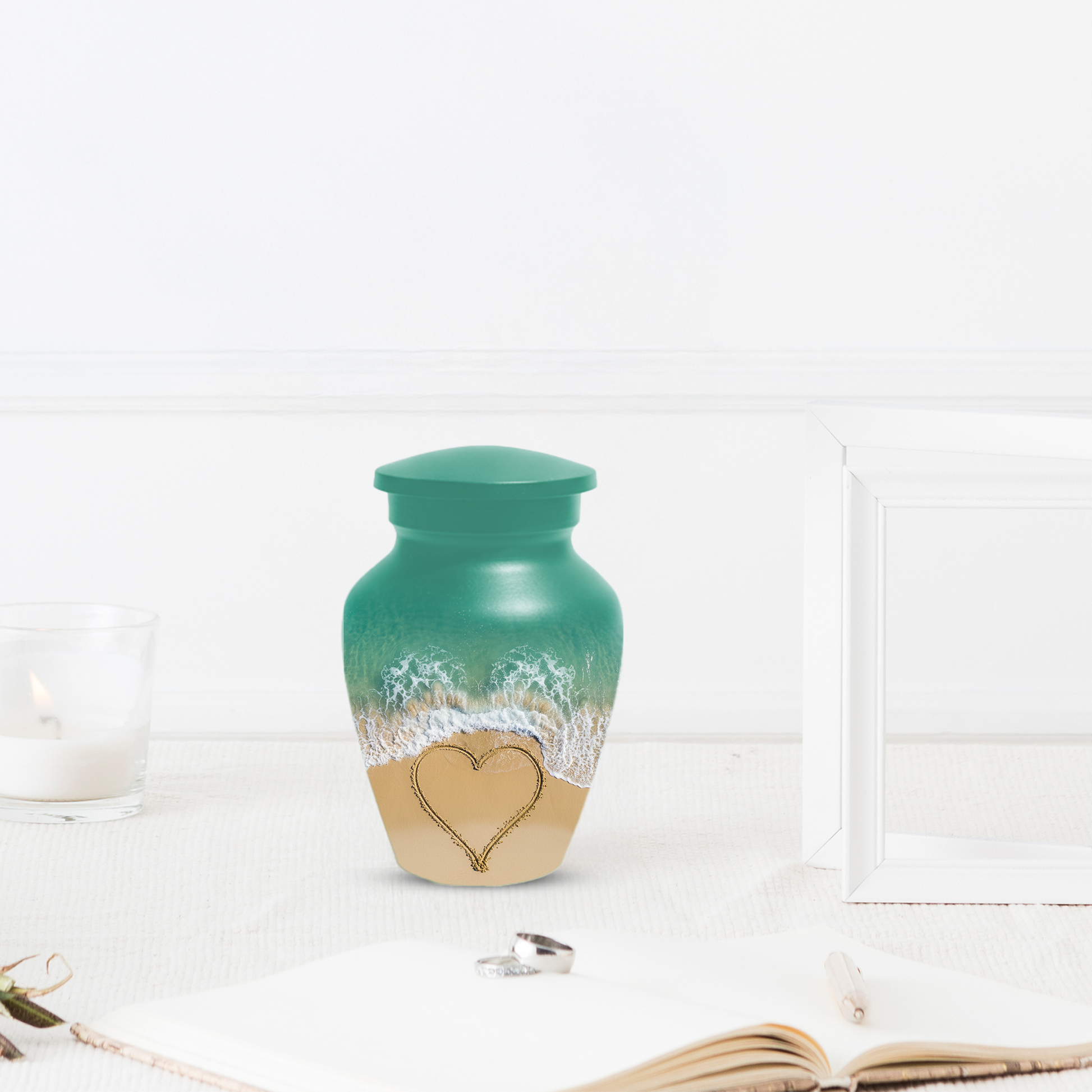 Beach Urn for Ashes, Custom Ocean Cremation Urn, Heart in Sand Memorial Urn