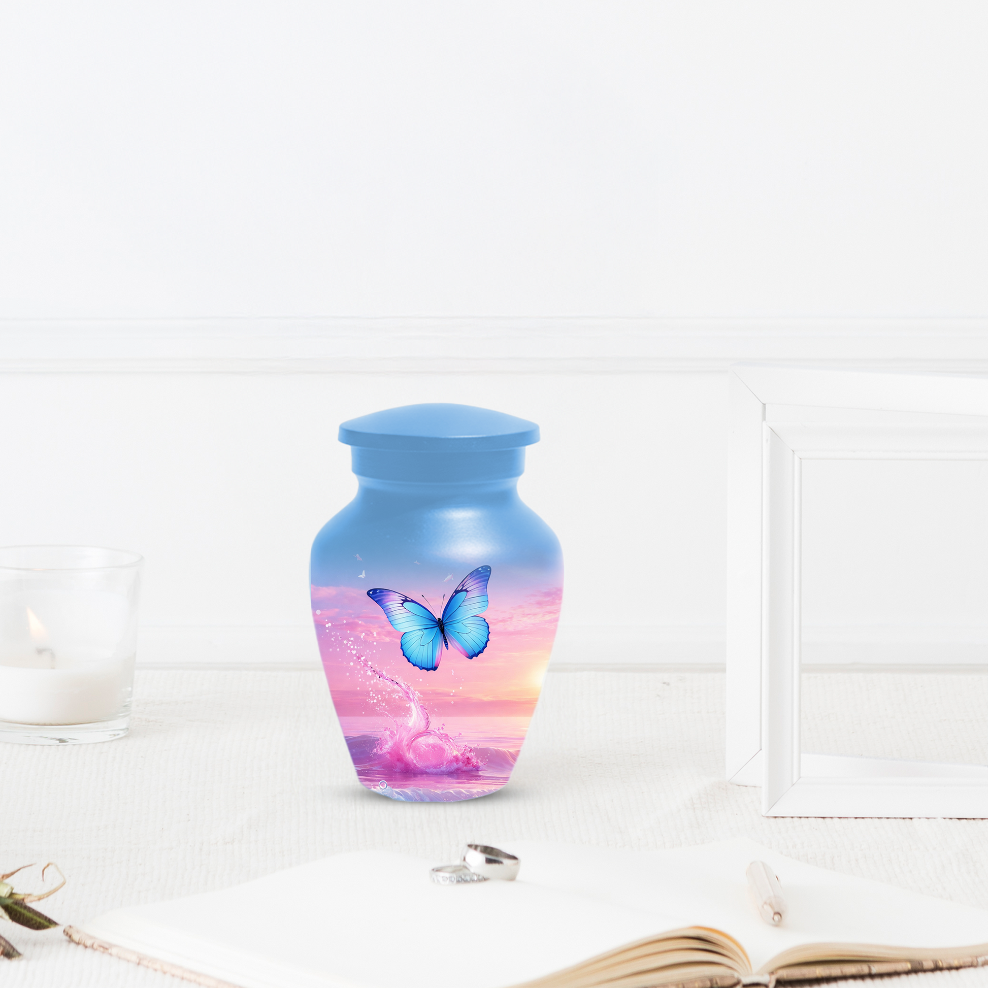 Butterfly Cremation Urn for Ashes | Blue Butterfly Memorial Urn for Mom